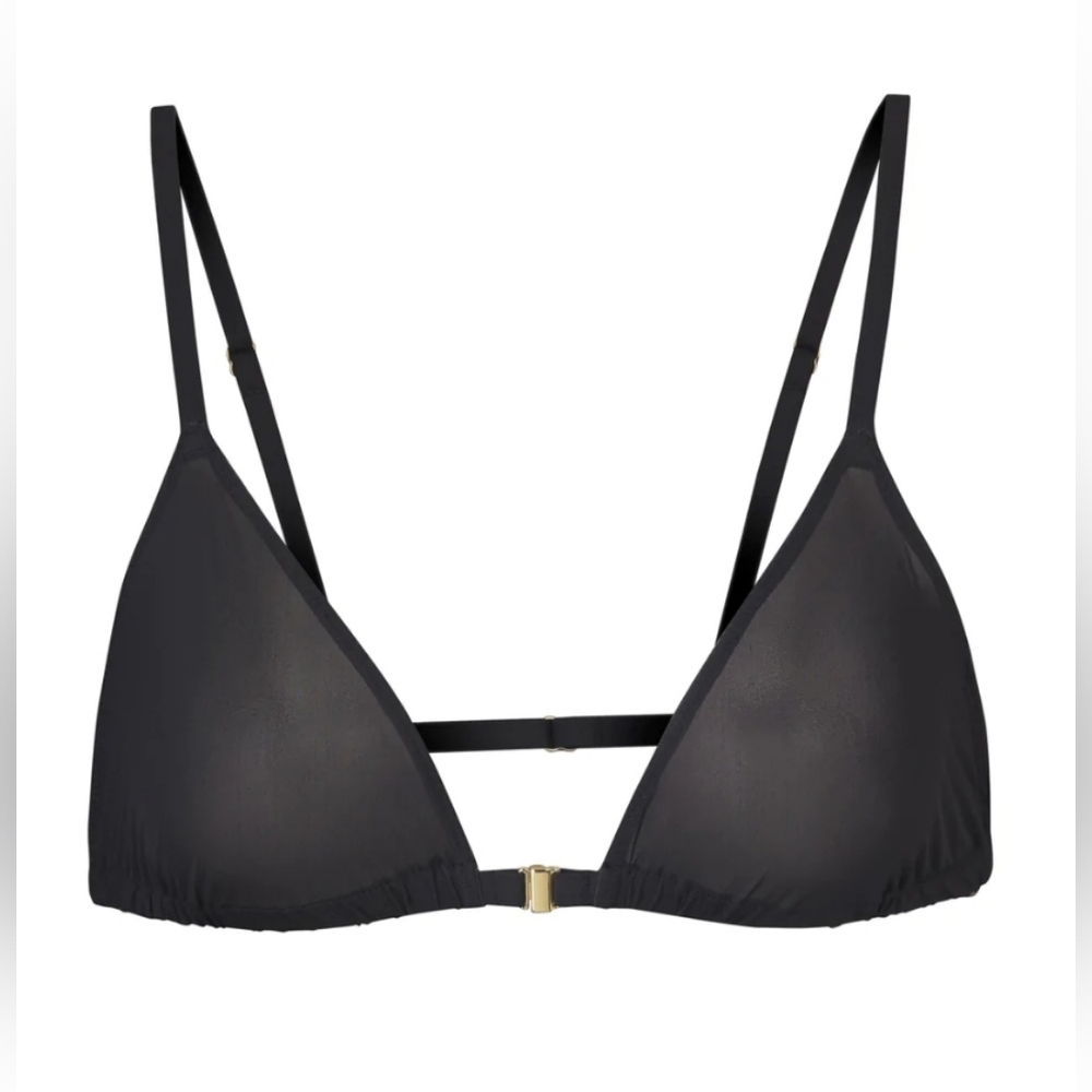 SKIMS Black Minimal Triangle Bralette with Front Clasp